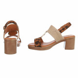 Leopard-beige hoge sandaal Ciska_