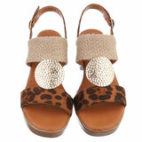 Leopard-beige hoge sandaal Ciska_