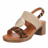 Leopard-beige hoge sandaal Ciska_