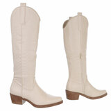 Hoge beige western-biker laars Cheryl_