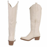 Hoge beige western-biker laars Cheryl_