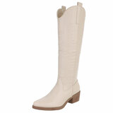 Hoge beige western-biker laars Cheryl_