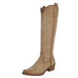 Hoge kaki bruine western-biker laars Cheryl_
