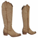 Hoge kaki bruine western-biker laars Cheryl_