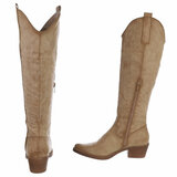Hoge kaki bruine western-biker laars Cheryl_