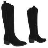 Hoge zwarte suede  western-biker laars Cheryl_