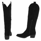 Hoge zwarte suede  western-biker laars Cheryl_