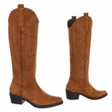 Hoge camel suede western-biker laars Cheryl_