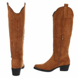 Hoge camel suede western-biker laars Cheryl_