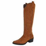 Hoge camel suede western-biker laars Cheryl_