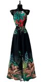 Fashion zwarte jumpsuit met tropical planten print_