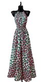 Fashion groen-fuchsia-witte jumpsuit met animal print_