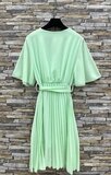 Korte wasabi groene cross heart plisse jurk _