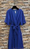 Korte blauwe cross heart plisse jurk _