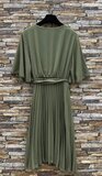 Korte kaki groene cross heart plisse jurk _