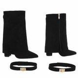 Zwarte suede laars met omslag Binti_