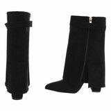 Zwarte suede laars met omslag Binti_