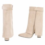 Beige suede laars met omslag Binti_