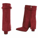 Bordeaux suede laars met omslag Binti_