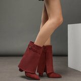 Bordeaux suede laars met omslag Binti_