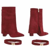 Bordeaux suede laars met omslag Binti_