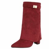Bordeaux suede laars met omslag Binti_