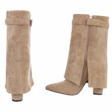 Kaki bruine suede laars met omslag Binti_