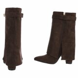 Bruine suede laars met omslag Binti_