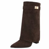 Bruine suede laars met omslag Binti_