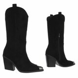 Half hoge zwarte daimen western-biker laars Lara_