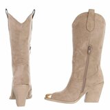 Half hoge kaki bruine daimen western-biker laars Lara_
