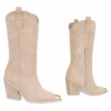 Half hoge beige daimen western-biker laars Lara_