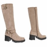 Kaki bruine hoge suede laars Carsu_