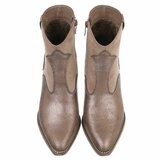 Kaki bruin daimen mixed western-biker enkellaarsje Darinka_