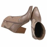 Kaki bruin daimen mixed western-biker enkellaarsje Darinka_