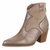 Kaki bruin daimen mixed western-biker enkellaarsje Darinka_