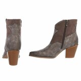 Bruin daimen mixed western-biker enkellaarsje Darinka_