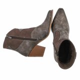 Bruin daimen mixed western-biker enkellaarsje Darinka_