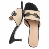 Beige-zwarte mule Carina_