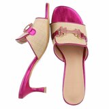 Beige-fuchsia mule Carina_