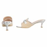 Beige-zilveren mule Carina_
