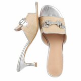 Beige-zilveren mule Carina_