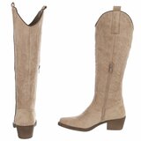 Hoge kaki bruine suede western-biker laars Cheryl_