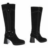Zwarte suede hoge laars Aliki_