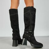 Zwarte suede hoge laars Aliki_