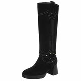 Zwarte suede hoge laars Aliki_