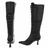Hoge zwarte veter laars Coline_