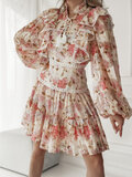Prachtige korte rose mixed bloemenjurk_