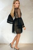 Korte zwarte kanten boho chic jurk_