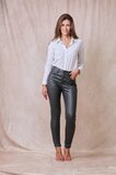 Pantalon slim vert kaki en similicuir_